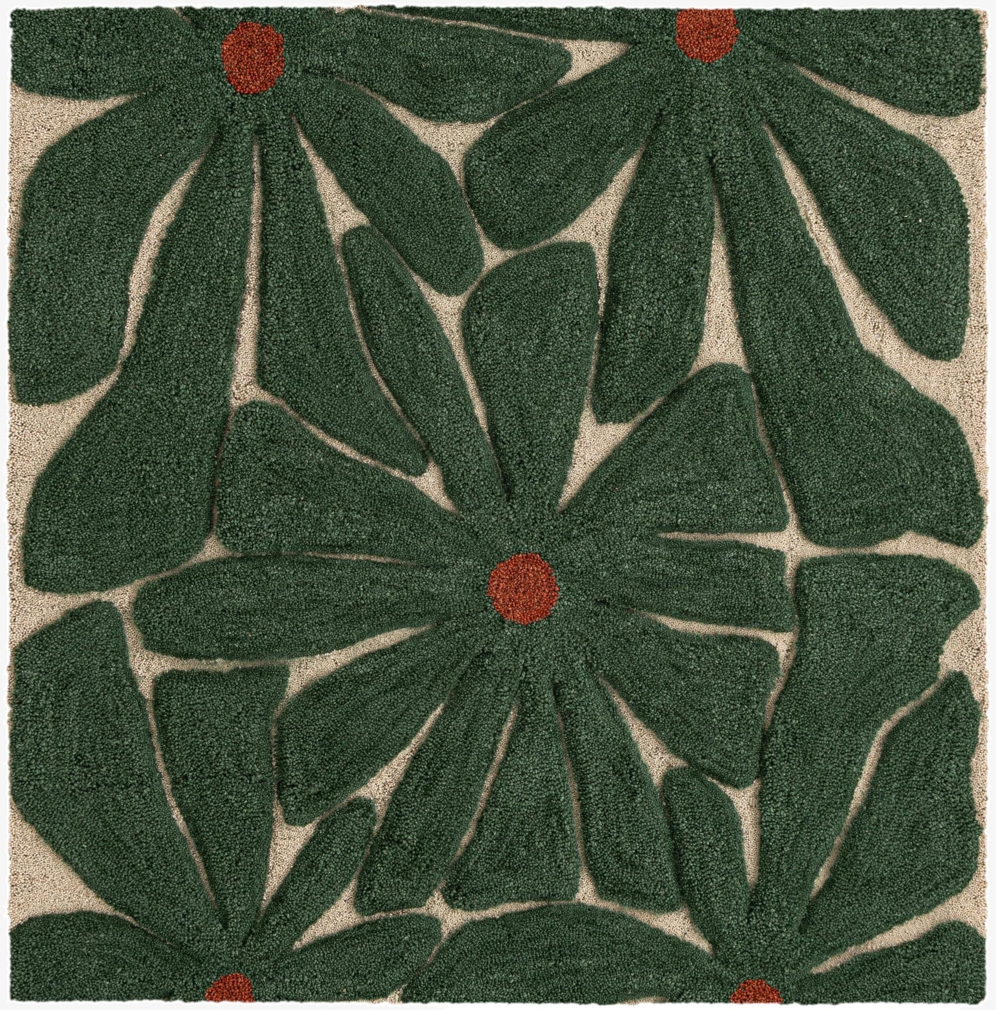 4' 1 x 4' 1 Handtufted Wool Square Rug