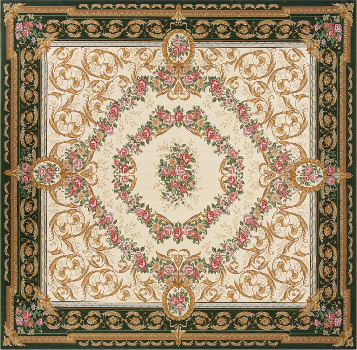 Detail image of 10' x 10' Easy-Clean Traditional Indoor / Outdoor Square Rug