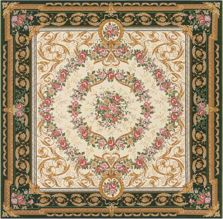 7' 10 x 7' 10 Easy-Clean Traditional Indoor / Outdoor Square Rug