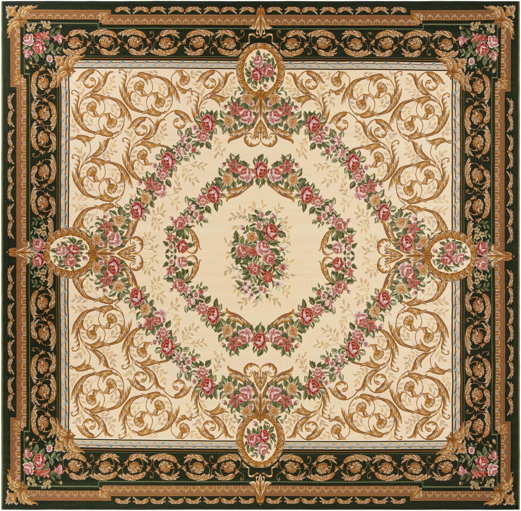 10' x 10'  Washable Traditional Indoor / Outdoor Square Rug