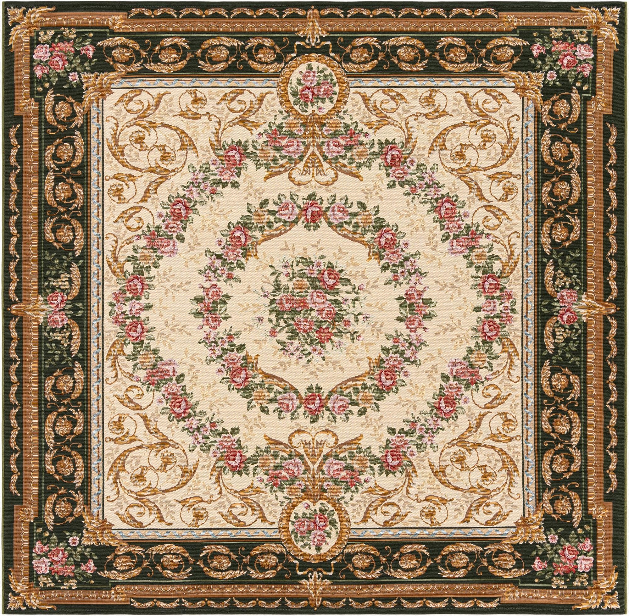 7' 10 x 7' 10  Washable Traditional Indoor / Outdoor Square Rug