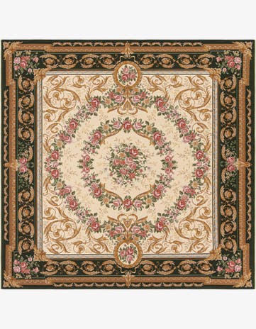 7' 10 x 7' 10 Easy-Clean Traditional Indoor / Outdoor Square Rug