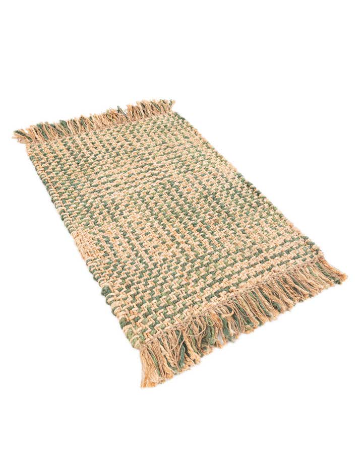 2' x 3' Hand Woven Checkered Jute Wool Rug