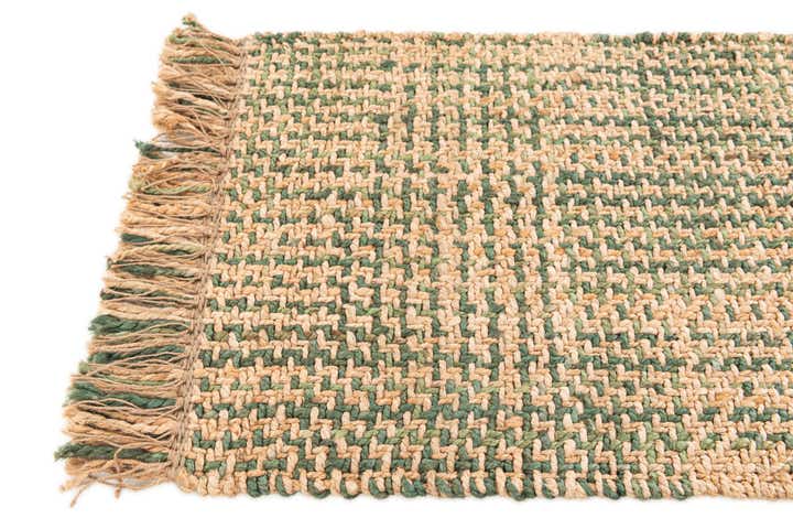 2' x 3' Hand Woven Checkered Jute Wool Rug