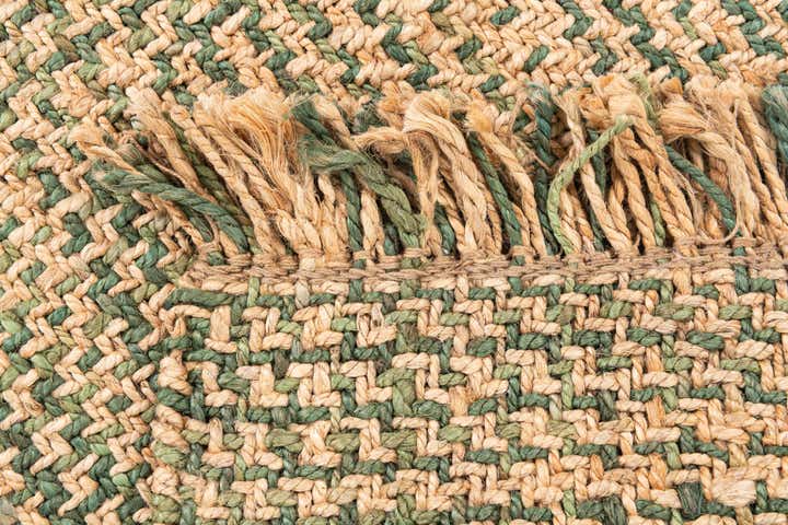 2' x 3' Hand Woven Checkered Jute Wool Rug