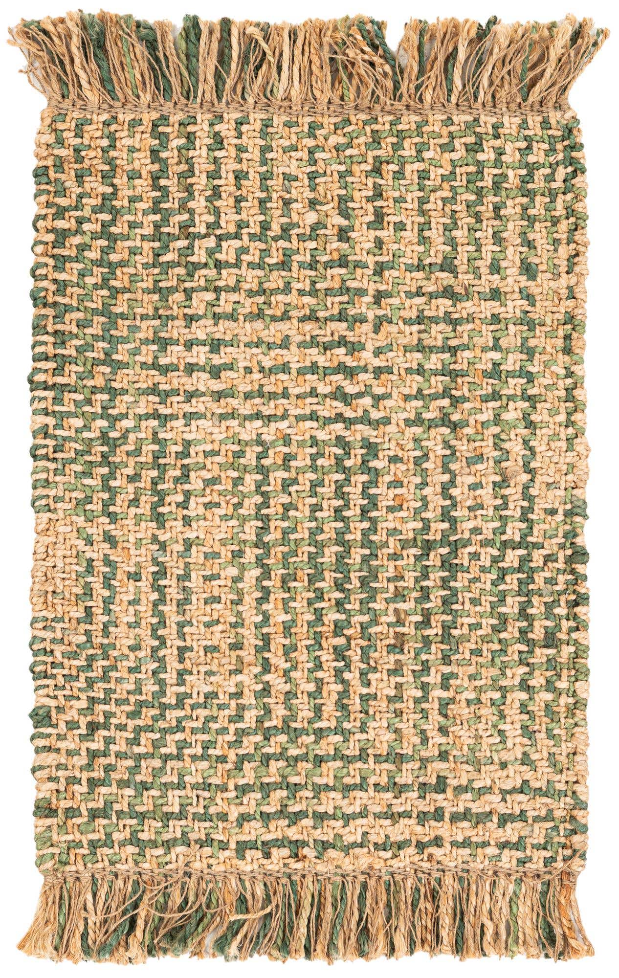 2' x 3' Hand Woven Checkered Jute Wool Rug
