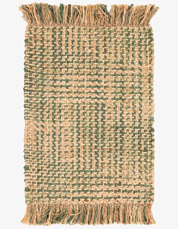 2' x 3' Hand Woven Checkered Jute Wool Rug