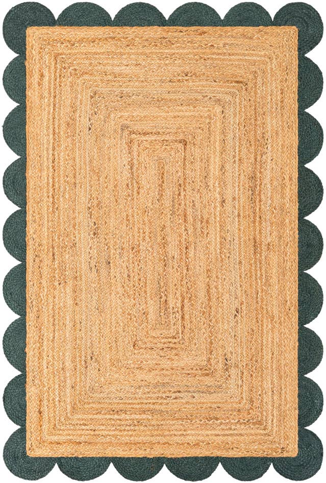 Detail image of 4' 1 x 6' 1 Handmade Scallop Braided Jute Rug