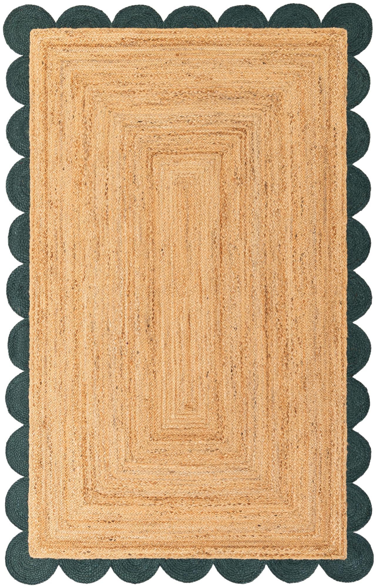 5' 1 x 8' Handmade Scallop Braided Jute Rug