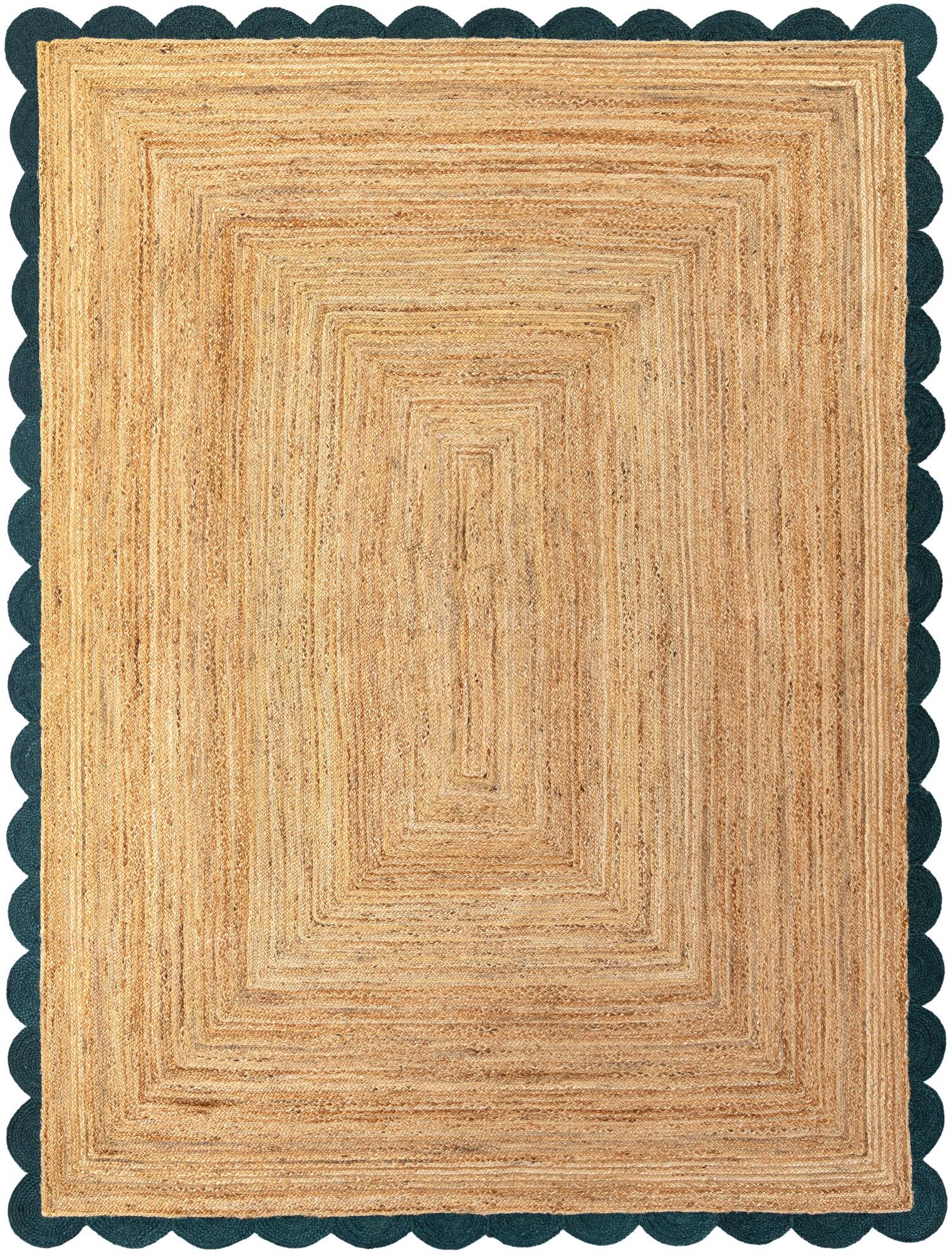 9' x 12' Handmade Scallop Braided Jute Rug