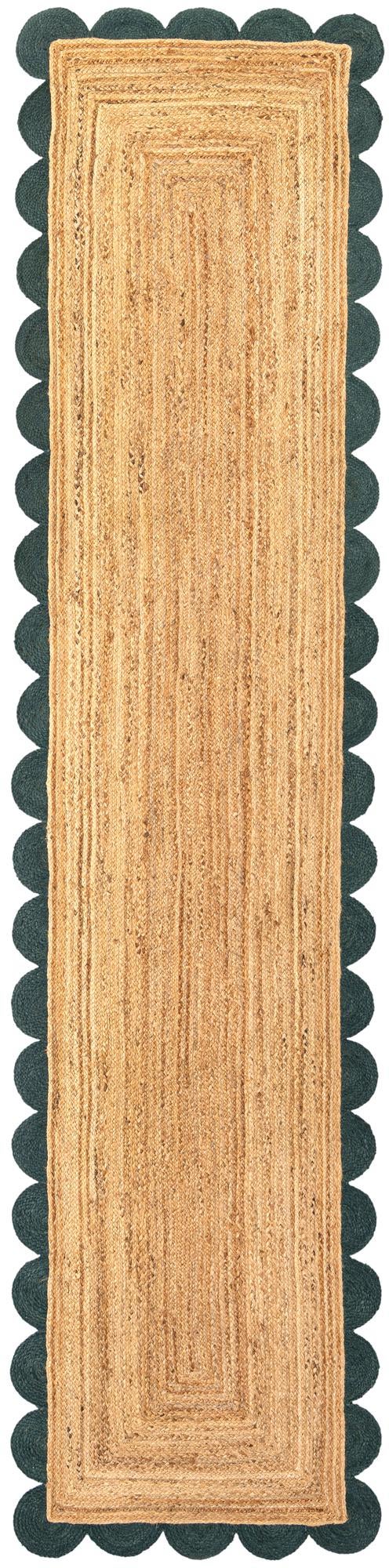 3' 3 x 14' 1 Handmade Scallop Braided Jute Runner Rug