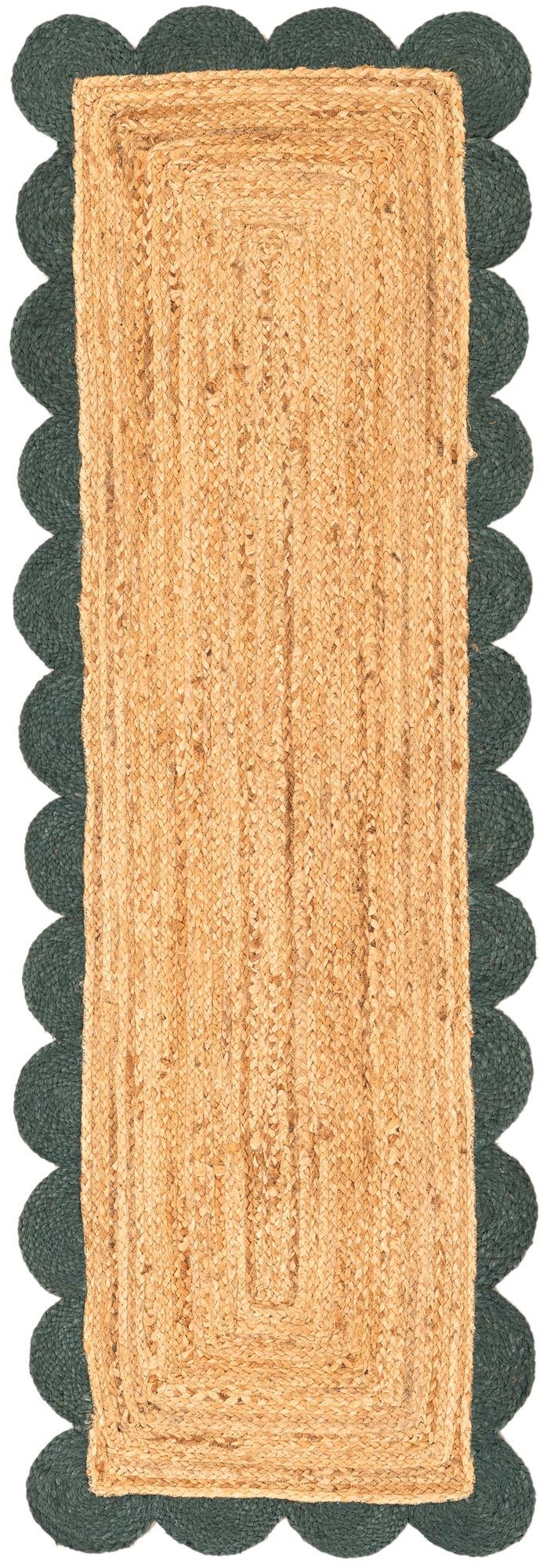 2' x 6' 1 Handmade Scallop Braided Jute Runner Rug