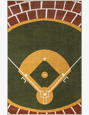 Green and Terra Sports Washable Rug
