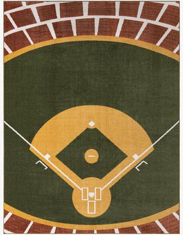 Green and Terra Sports Washable Rug