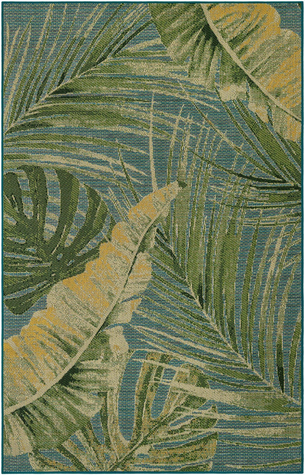 6' x 9'  Washable Botanical Indoor / Outdoor Rug