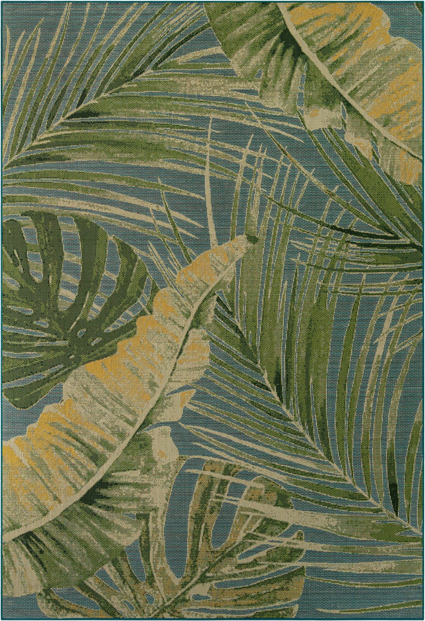 Primary image 10' x 14' 2  Washable Botanical Indoor / Outdoor Rug