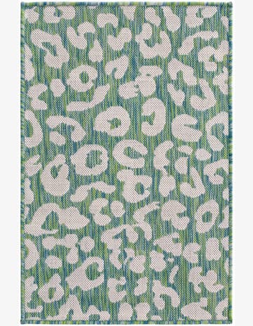 Green Blue Easy-Clean Safari Indoor / Outdoor Rug