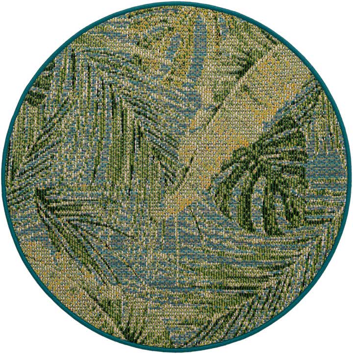 3' x 3' Easy-Clean Botanical Indoor / Outdoor Round Rug