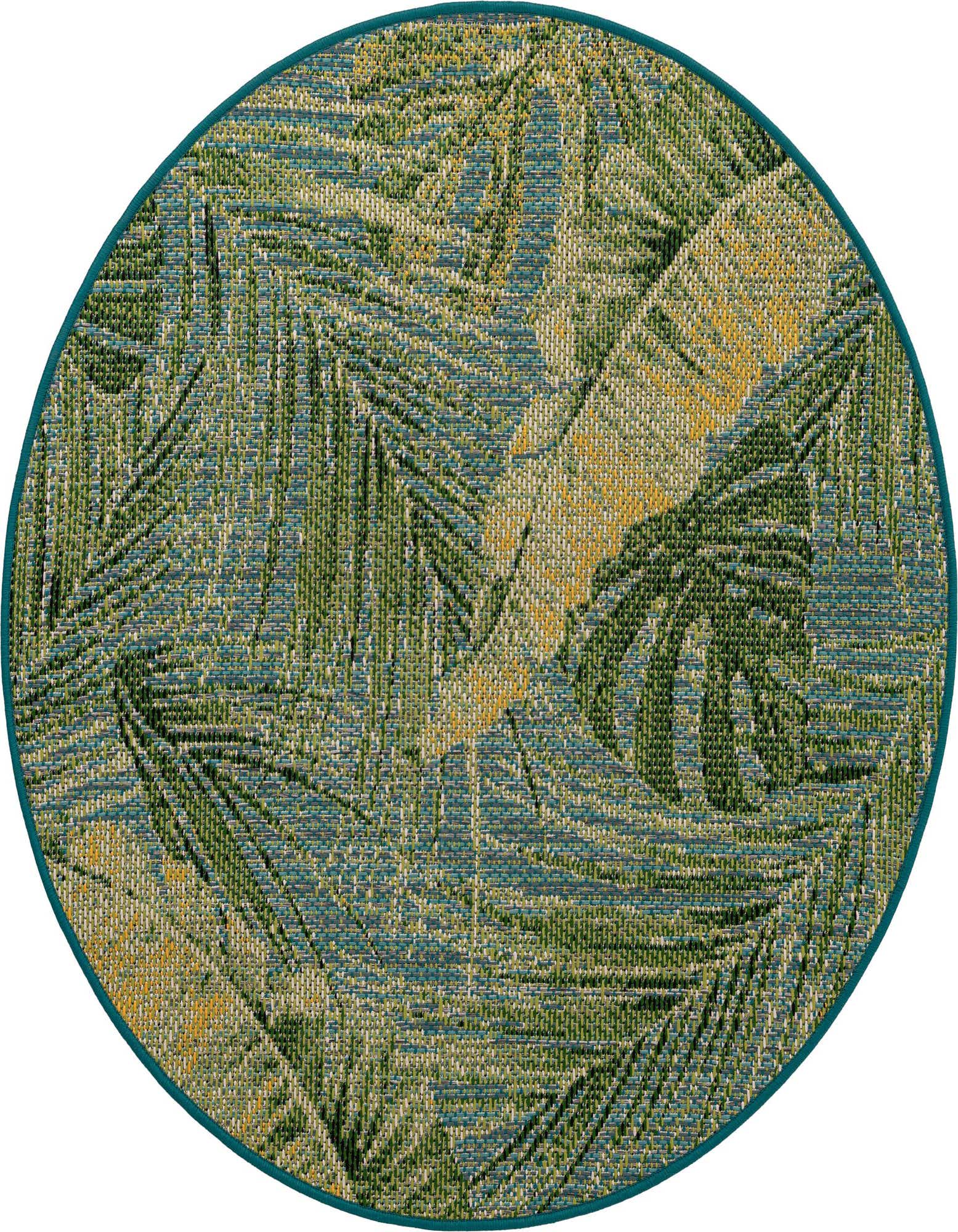 4' x 4' Easy-Clean Botanical Indoor / Outdoor Round Rug