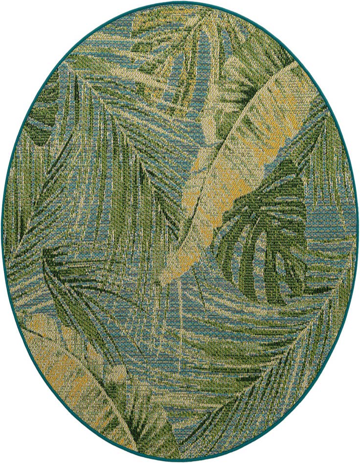 Detail image of 5' x 5' Easy-Clean Botanical Indoor / Outdoor Round Rug