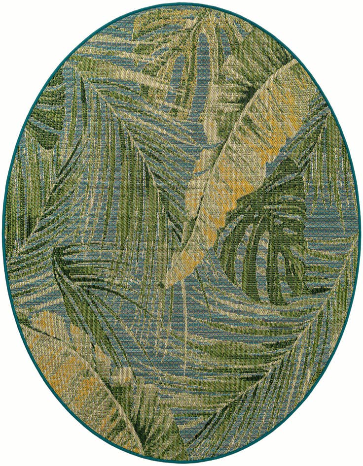 Detail image of 6' x 6' Easy-Clean Botanical Indoor / Outdoor Round Rug