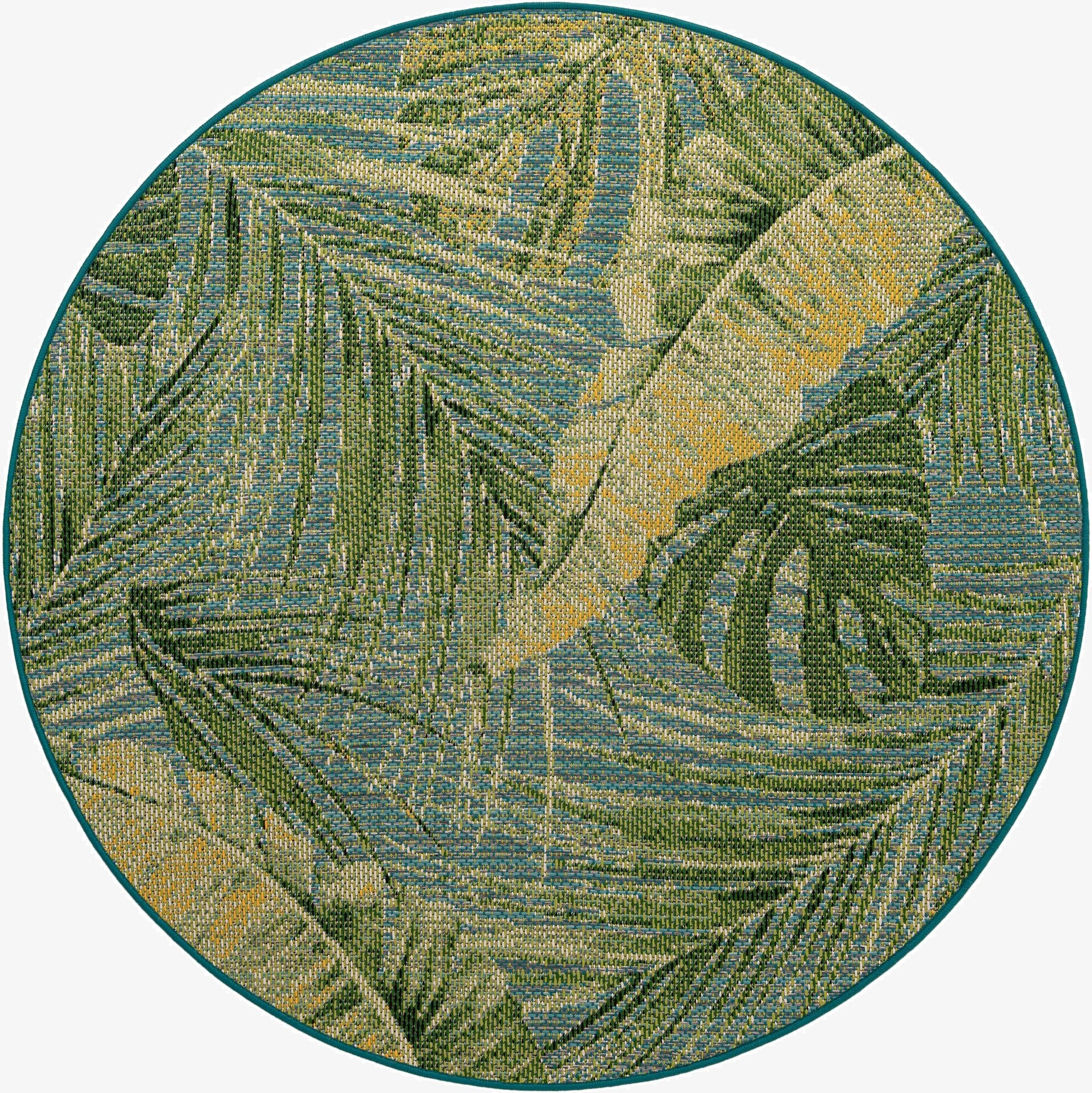 5' x 5'  Washable Botanical Indoor / Outdoor Round Rug