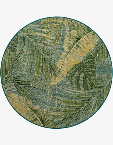 5' x 5' Easy-Clean Botanical Indoor / Outdoor Round Rug