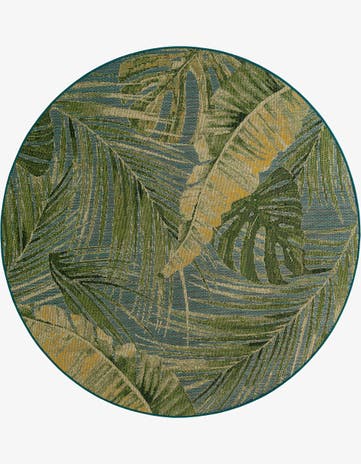 7' 10 x 7' 10 Easy-Clean Botanical Indoor / Outdoor Round Rug
