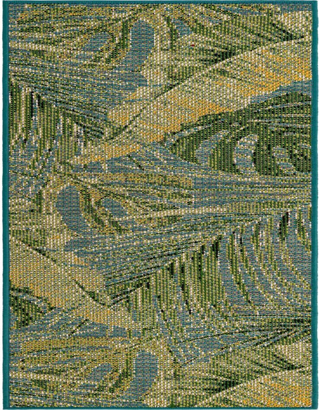 Detail image of 2' x 6' Easy-Clean Botanical Indoor / Outdoor Runner Rug