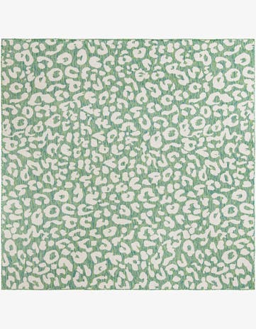 Green Blue Easy-Clean Safari Indoor / Outdoor Square Rug
