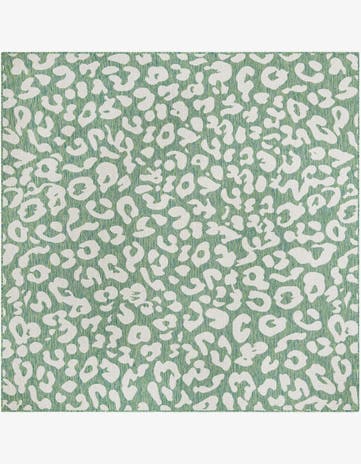 Green Blue Easy-Clean Safari Indoor / Outdoor Square Rug