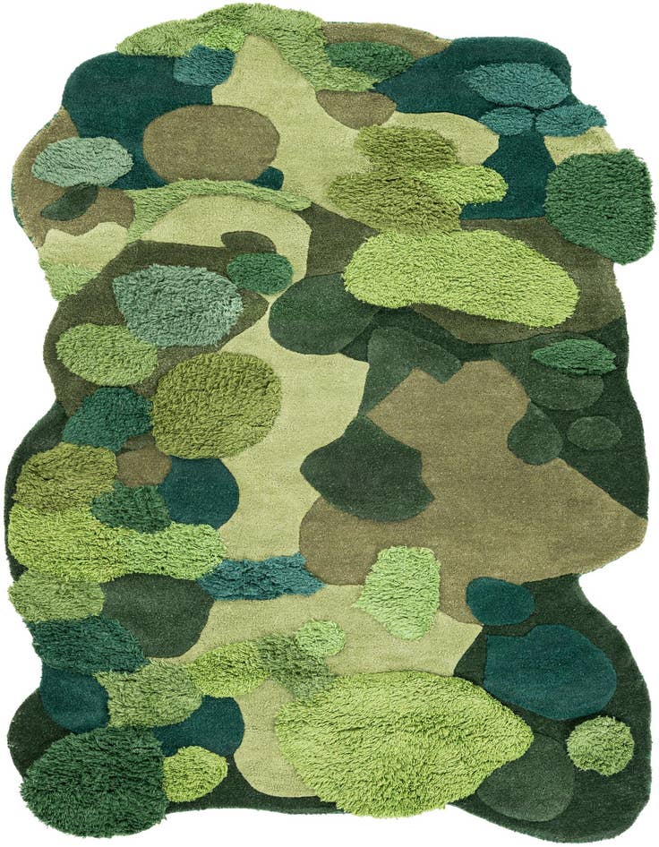 Detail image of 4' 1 x 6' 1 Moss Garden Freeform Rug
