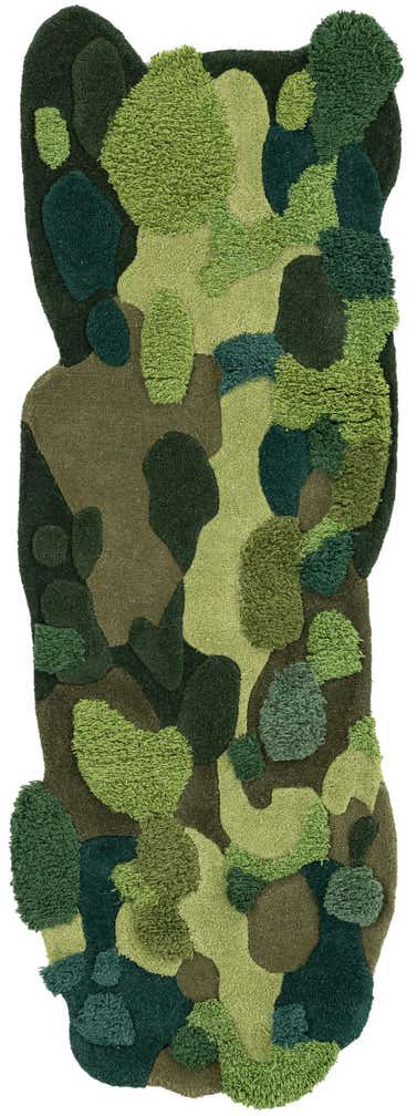 2' x 6' 1 Moss Garden Freeform Rug