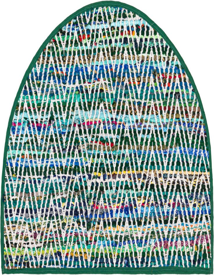 Detail image of 2' 2 x 3' 7 Hand Woven Chindi Chevron Hearth Rug