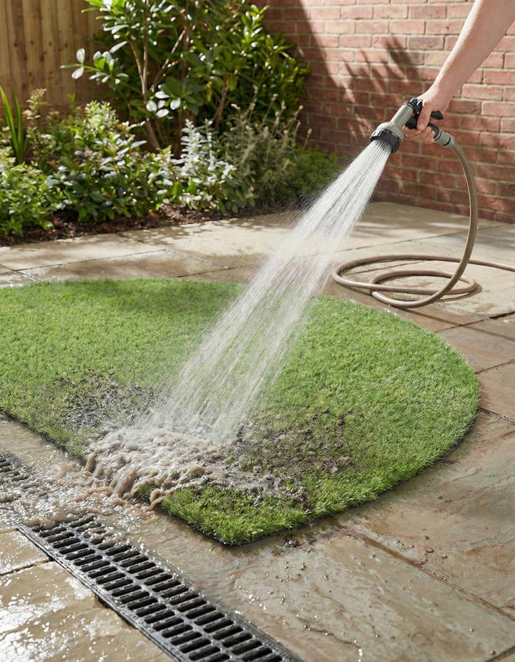 Detail image of 2' 2 x 3' 7  Washable Grass Indoor / Outdoor Hearth Rug