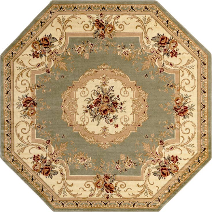 Detailansicht von 240cm x 240cm Klassischer Aubusson Achteck Teppich