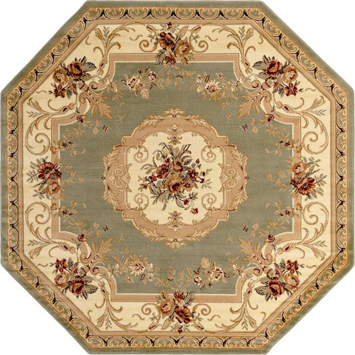 240cm x 240cm Klassischer Aubusson Achteck Teppich