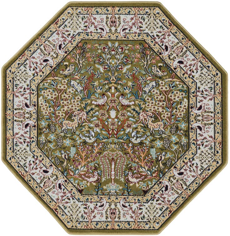 Detail image of 4' x 4' Nain Design Octagon Rug