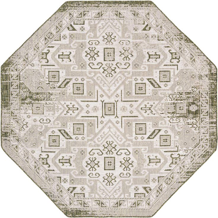 Detail image of 7' 10 x 7' 10 Easy-Clean Aztec Indoor / Outdoor Octagon Rug