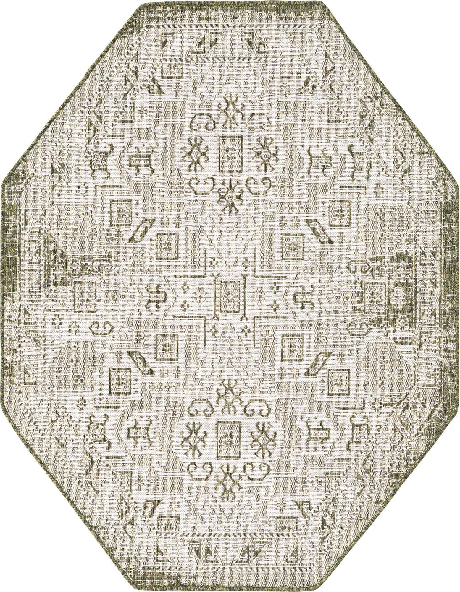 Primary image 5' 3 x 5' 3  Washable Aztec Indoor / Outdoor Octagon Rug