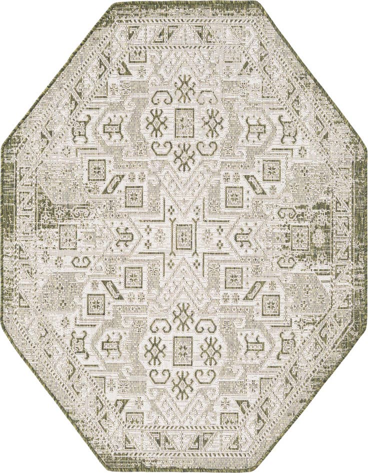 Detail image of 5' 3 x 5' 3 Easy-Clean Aztec Indoor / Outdoor Octagon Rug