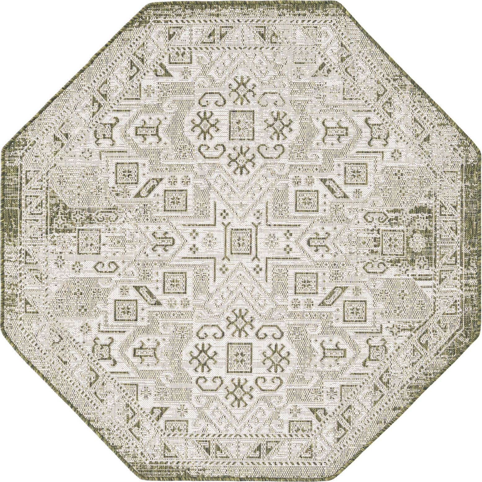 5' 3 x 5' 3 Easy-Clean Aztec Indoor / Outdoor Octagon Rug