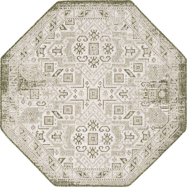 5' 3 x 5' 3 Easy-Clean Aztec Indoor / Outdoor Octagon Rug