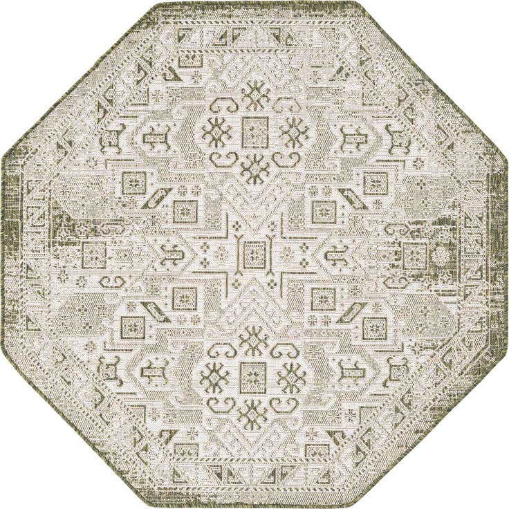 Detail image of 5' 3 x 5' 3 Easy-Clean Aztec Indoor / Outdoor Octagon Rug