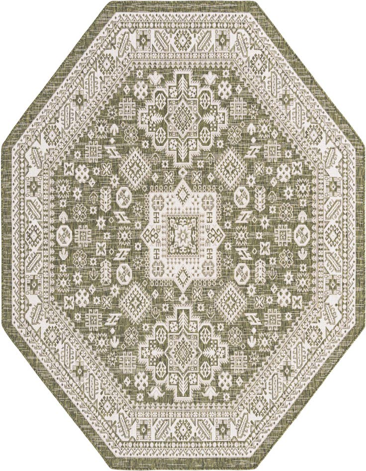 Detail image of 7' 10 x 7' 10 Easy-Clean Aztec Indoor / Outdoor Octagon Rug