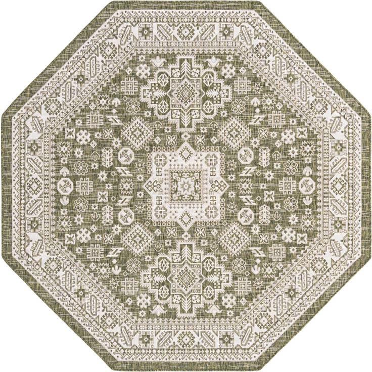 Detail image of 7' 10 x 7' 10 Easy-Clean Aztec Indoor / Outdoor Octagon Rug