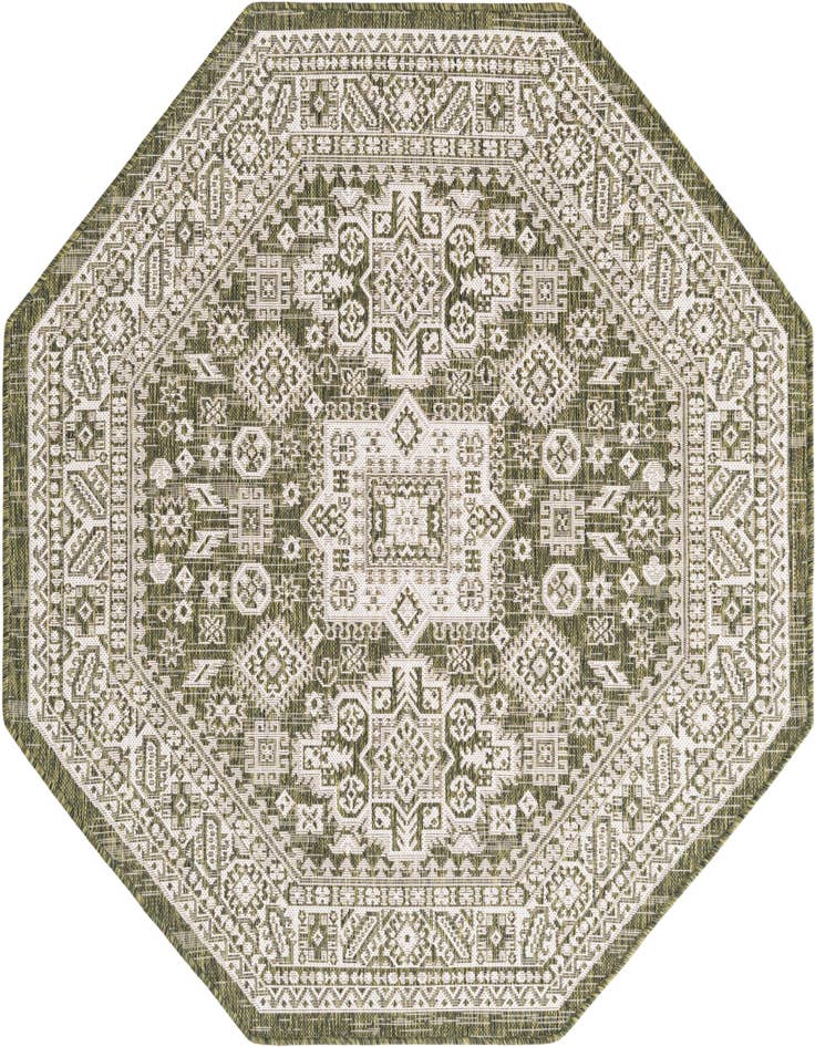 Detail image of 5' 3 x 5' 3 Easy-Clean Aztec Indoor / Outdoor Octagon Rug