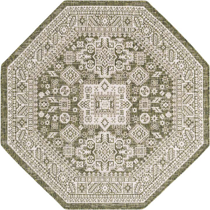 5' 3 x 5' 3 Easy-Clean Aztec Indoor / Outdoor Octagon Rug