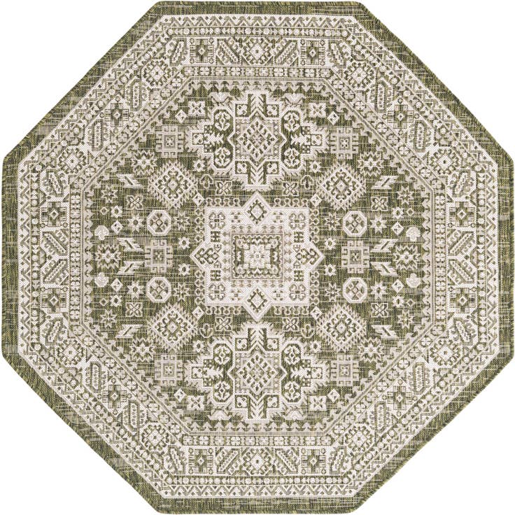 Detail image of 5' 3 x 5' 3 Easy-Clean Aztec Indoor / Outdoor Octagon Rug