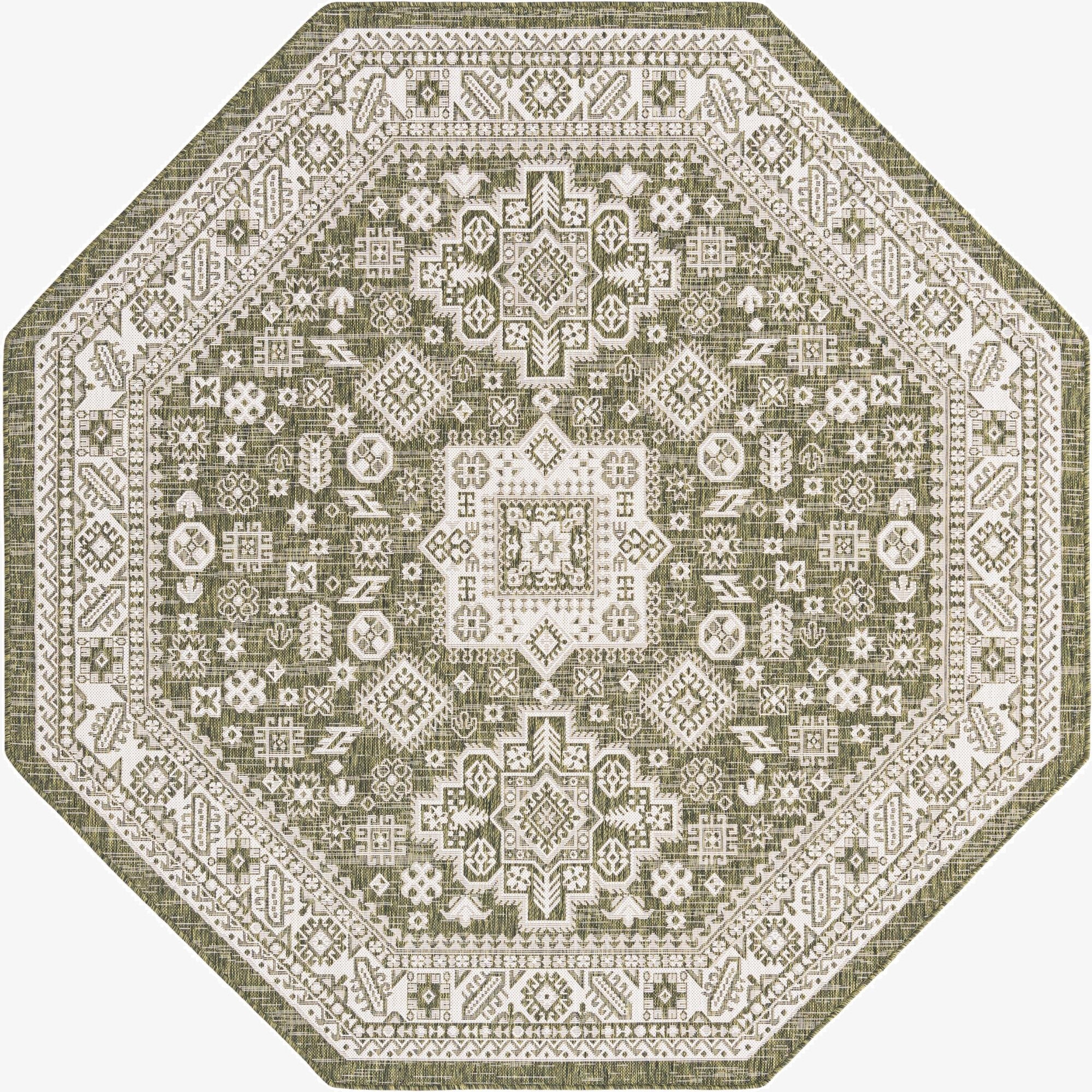 7' 10 x 7' 10  Washable Aztec Indoor / Outdoor Octagon Rug